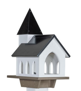 Bird Feeder Black Roof Chapel back