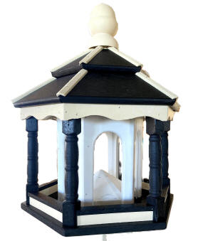 Hexagon Poly Bird Feeder Black, Ivory, and White
