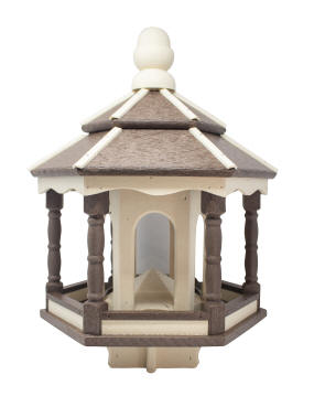 Hexagon Poly Bird Feeder Brown, Weatherwood, Ivory