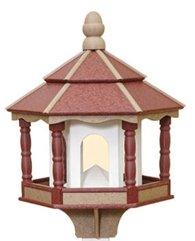 Hexagon Poly Bird Feeder Cherry, Weatherwood, White