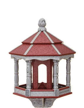 Hexagon Poly Bird Feeder Cherry and Stone