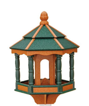Hexagon Poly Bird Feeder Green and Cedar