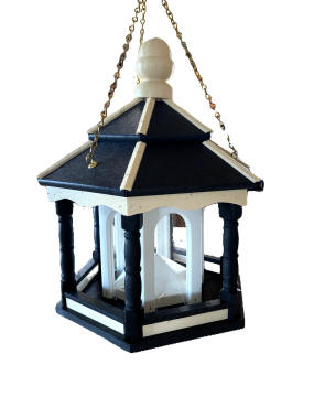 Hexagon Poly Bird Feeder Navy, Ivory, and White