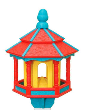 Hexagon Poly Bird Feeder Orange, Teal, and Yellow