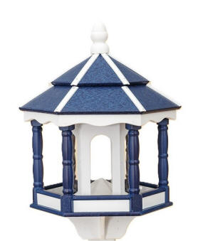 Hexagon Poly Bird Feeder Navy and White