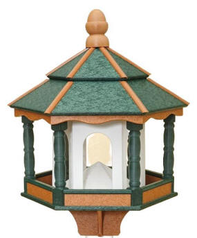 Bird Feeder Poly Hexagon Green Cedar and White