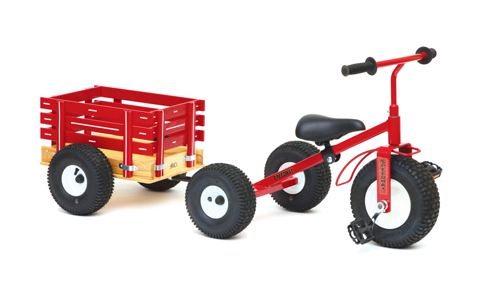 wooden trike and trailer