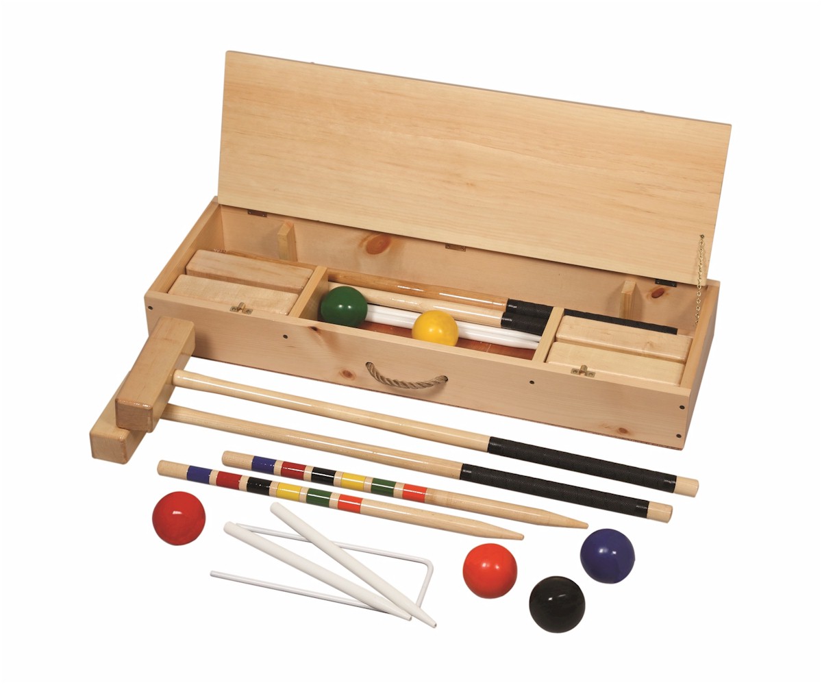 thumbnail image 2 of 4 Or 8 Player Traditional Wooden Croquet Set – Garden Mallet Balls Game, CRYSTALS 2 of 3